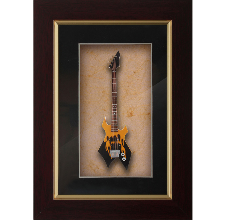 Miniature Yellow&Black Guitar Decorative fram